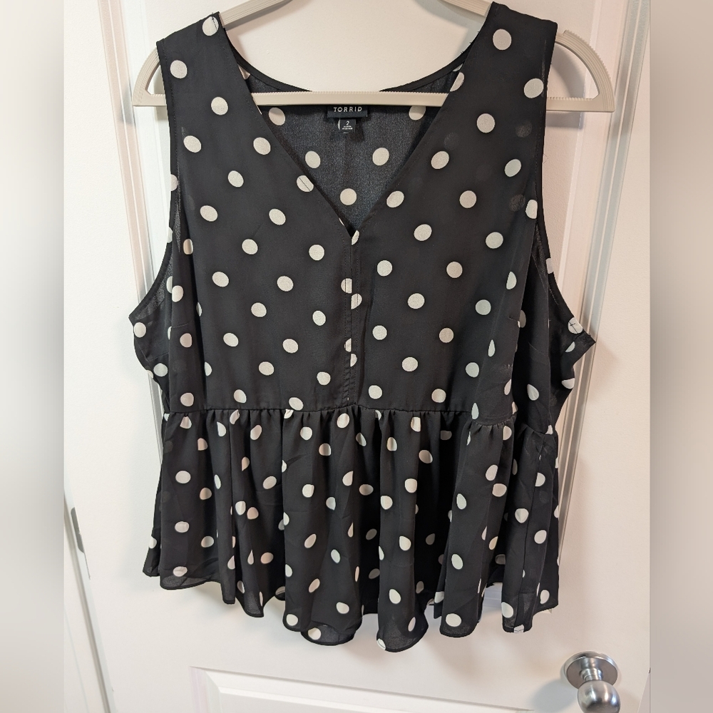 Torrid Black and White Polka Dot Blouse
